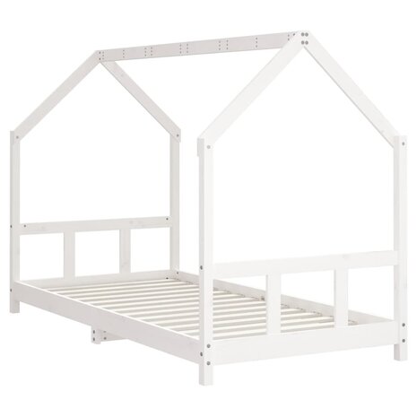 Kinderbedframe 90x200 cm massief grenenhout wit