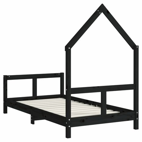 Kinderbedframe 80x160 cm massief grenenhout zwart