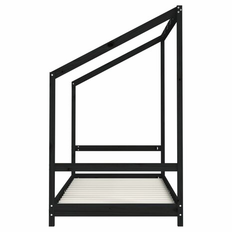 Kinderbedframe 2x(90x200) cm massief grenenhout zwart