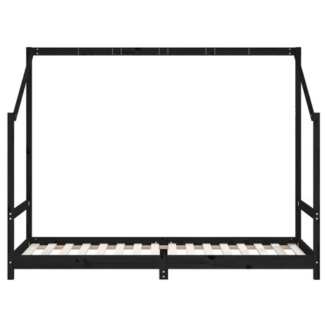 Kinderbedframe 2x(90x200) cm massief grenenhout zwart