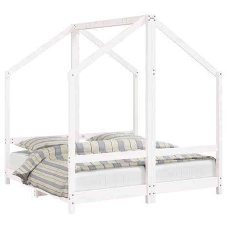 Kinderbedframe 2x(70x140 cm massief grenenhout wit