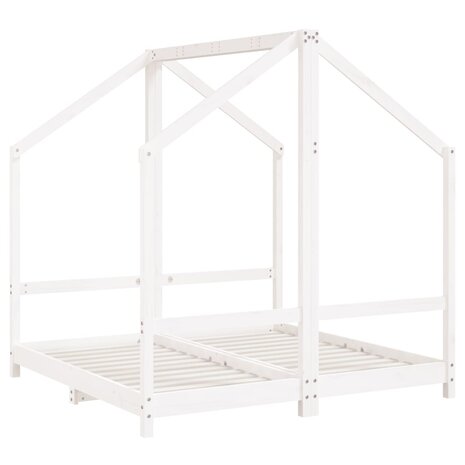 Kinderbedframe 2x(70x140 cm massief grenenhout wit