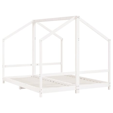 Kinderbedframe 2x(80x200) cm massief grenenhout wit