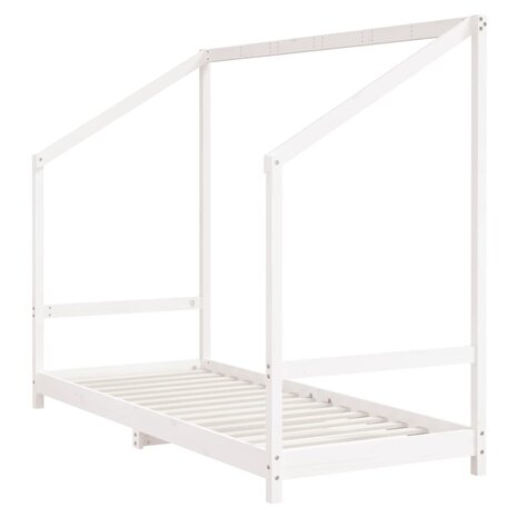 Kinderbedframe 2x(80x200) cm massief grenenhout wit