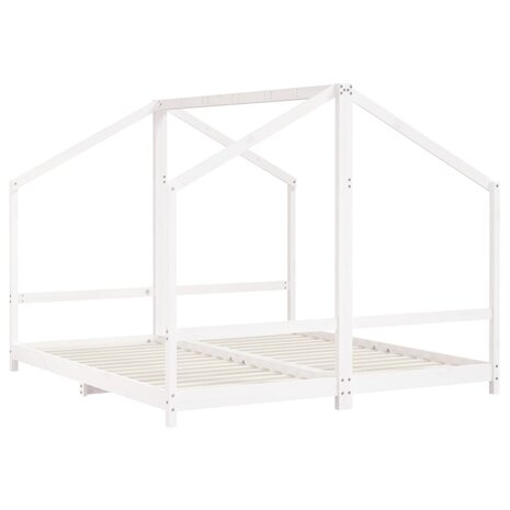 Kinderbedframe 2x(90x200) cm massief grenenhout wit