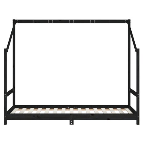 Kinderbedframe 2x(90x190) cm massief grenenhout zwart