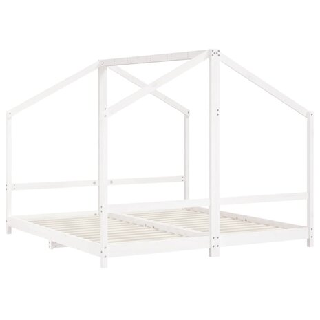 Kinderbedframe 2x(90x190) cm massief grenenhout wit