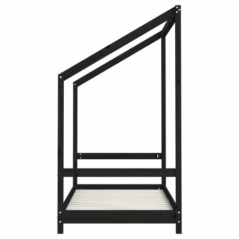 Kinderbedframe 2x(80x160) cm massief grenenhout zwart