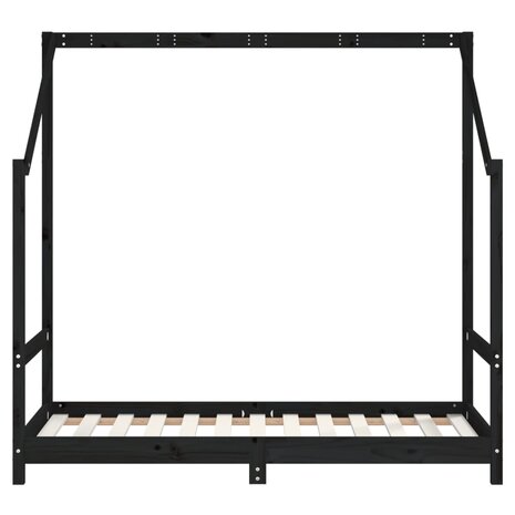 Kinderbedframe 2x(80x160) cm massief grenenhout zwart