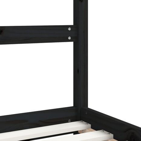 Kinderbedframe 2x(80x160) cm massief grenenhout zwart
