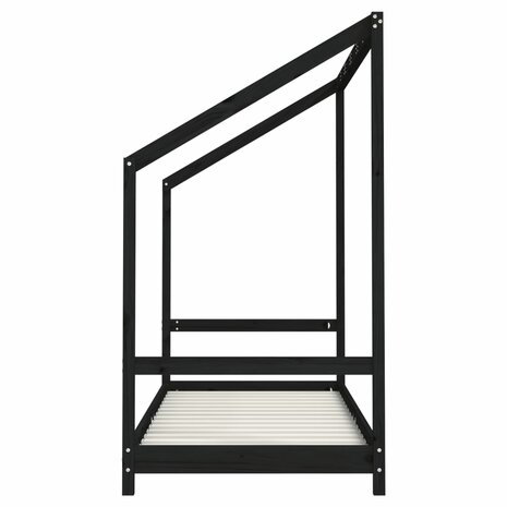 Kinderbedframe 2x(80x200) cm massief grenenhout zwart