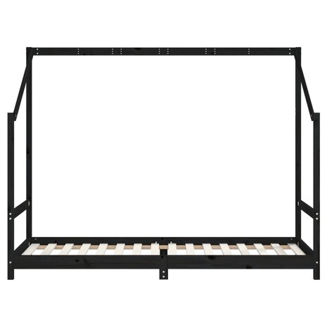 Kinderbedframe 2x(80x200) cm massief grenenhout zwart