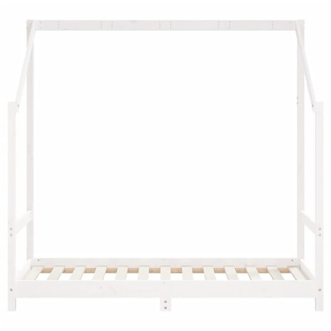Kinderbedframe 2x(80x160) cm massief grenenhout wit