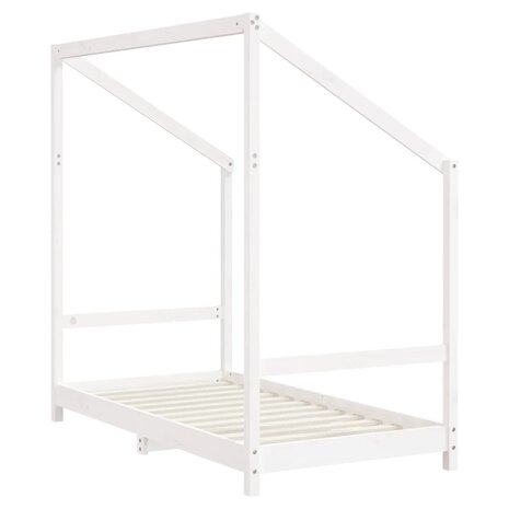 Kinderbedframe 2x(80x160) cm massief grenenhout wit