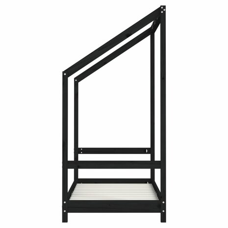 Kinderbedframe 2x(70x140) cm massief grenenhout zwart