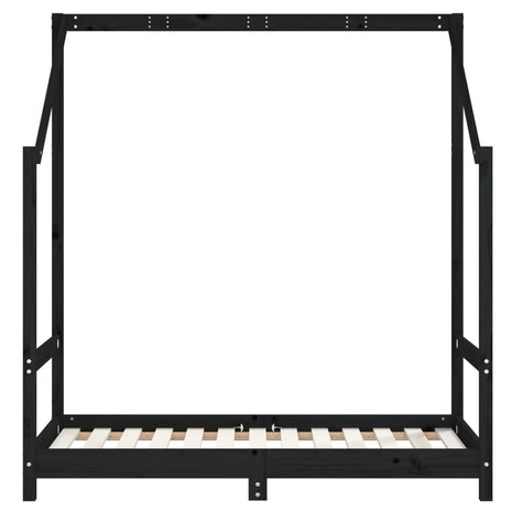 Kinderbedframe 2x(70x140) cm massief grenenhout zwart