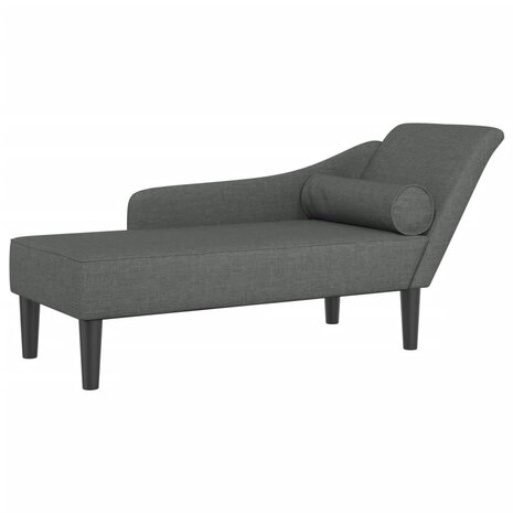 Chaise longue met kussens stof donkergrijs