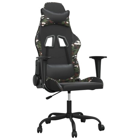 Gamestoel kunstleer zwart en camouflage