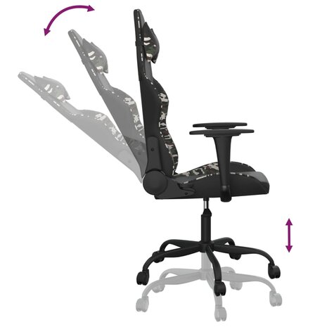 Gamestoel kunstleer zwart en camouflage