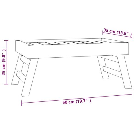 Dienblad inklapbaar 55x35x25 cm massief teakhout