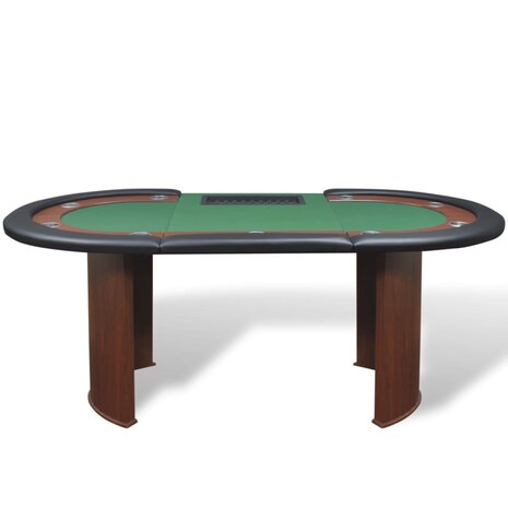 Pokertafel voor 10 personen met dealervak en fichebak groen
