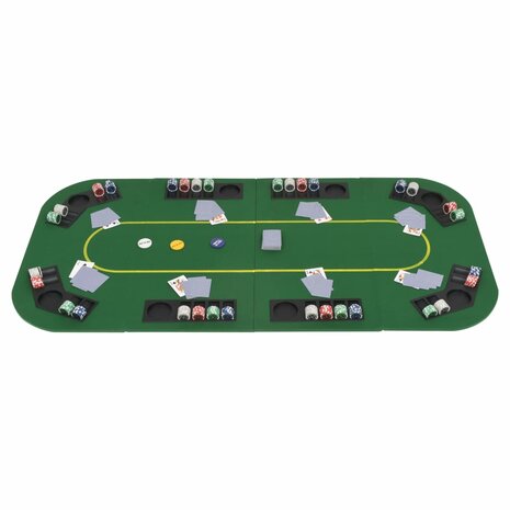 Poker tafelblad voor 8 spelers 4-voudig inklapbaar groen