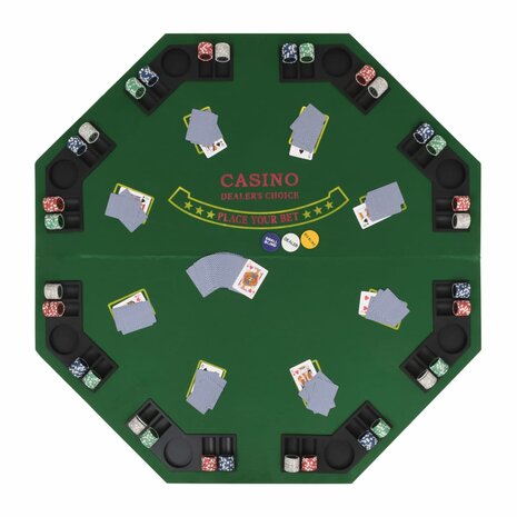 Poker tafelblad voor 8 spelers 2-voudig inklapbaar groen