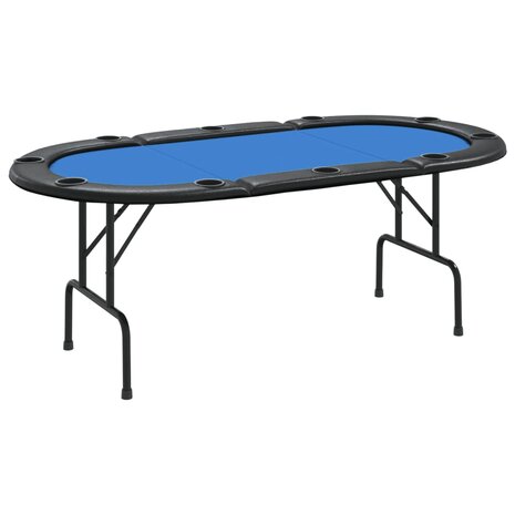 Pokertafel voor 10 spelers inklapbaar 206x106x75 cm blauw