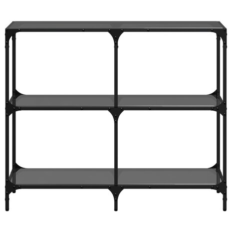 Wandtafel met zwart glazen blad 98x30x81 cm staal