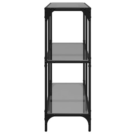 Wandtafel met zwart glazen blad 98x30x81 cm staal