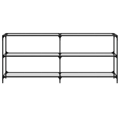 Wandtafel met transparant glazen blad 194,5x30x81 cm staal