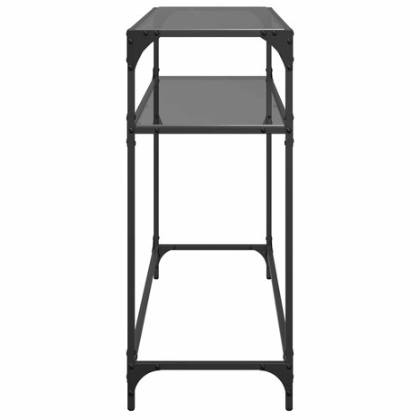 Wandtafel met zwart glazen blad 98x35x81 cm staal