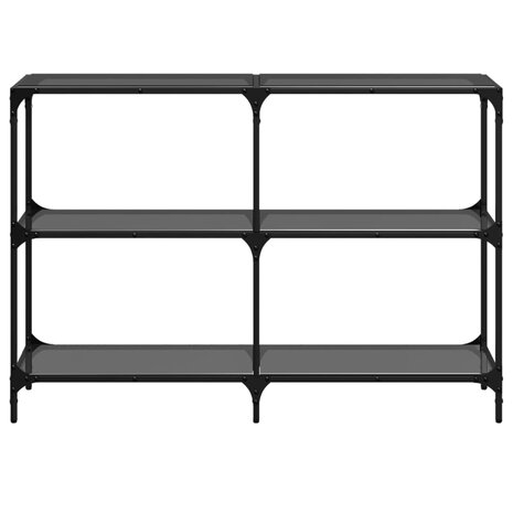 Wandtafel met zwart glazen blad 118,5x30x81 cm staal