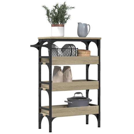 Keukentrolley 53x20x76 cm bewerkt hout sonoma eikenkleurig