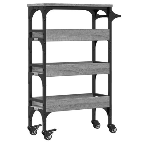 Keukentrolley 53x20x76 cm bewerkt hout grijs sonoma eiken
