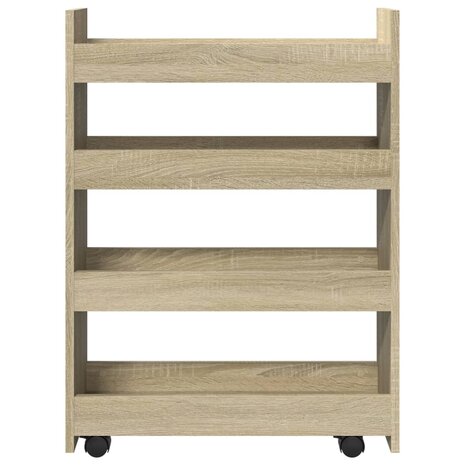Opbergtrolley smal 4-laags bewerkt hout sonoma eikenkleurig