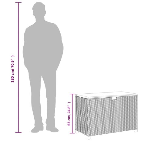 Tuinbox 110x55x63 cm poly rattan en acaciahout grijs