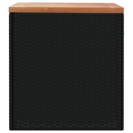 Tuinbox 110x50x54 cm poly rattan en acaciahout zwart
