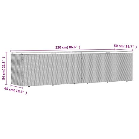 Tuinbox 220x50x54 cm poly rattan en acaciahout grijs