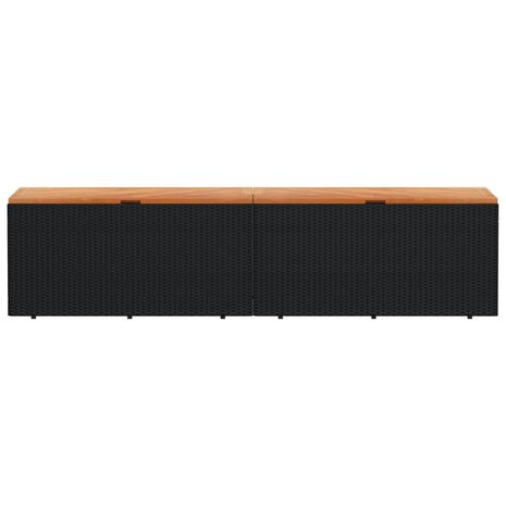 Tuinbox 220x50x54 cm poly rattan en acaciahout zwart