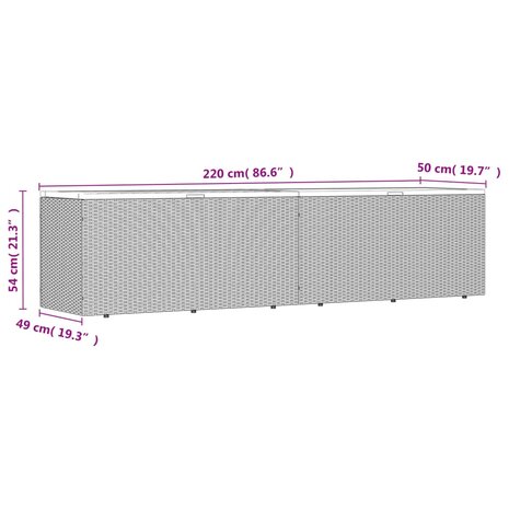 Tuinbox 220x50x54 cm poly rattan en acaciahout zwart