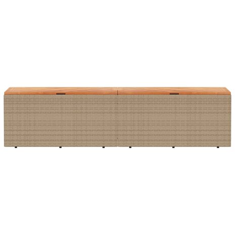 Tuinbox 220x50x54 cm poly rattan en acaciahout beige