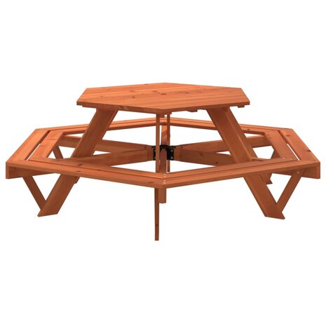 Picknicktafel voor 6 kinderen met banken zeshoekig vurenhout