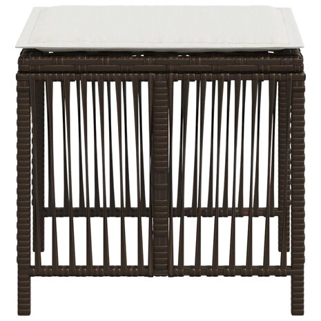Tuinkrukken 4 st met kussens 41x41x36 cm poly rattan bruin