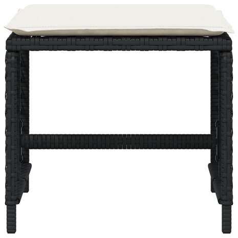 Tuinkrukken 4 st met kussens 41x41x36 cm poly rattan zwart
