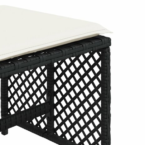Tuinkrukken 4 st met kussens 41x41x36 cm poly rattan zwart