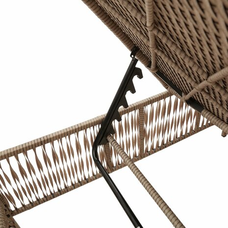 Ligbed met kussen poly rattan beige