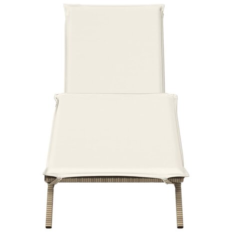 Ligbed met kussen poly rattan beige