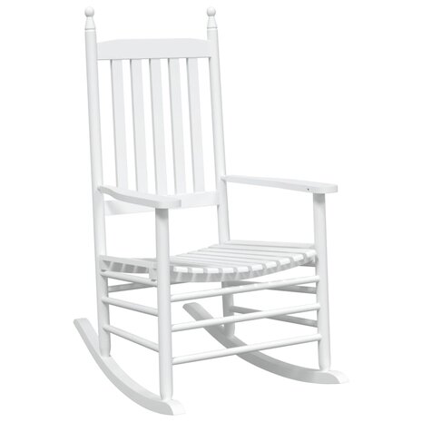 Schommelstoelen met gebogen zitting 2 st massief vurenhout wit