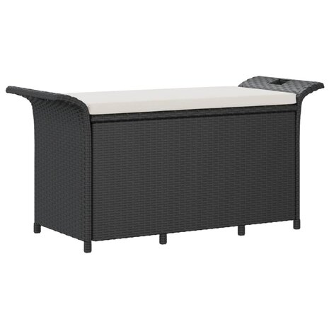 Tuinbank met kussen 116x46x57 cm poly rattan zwart